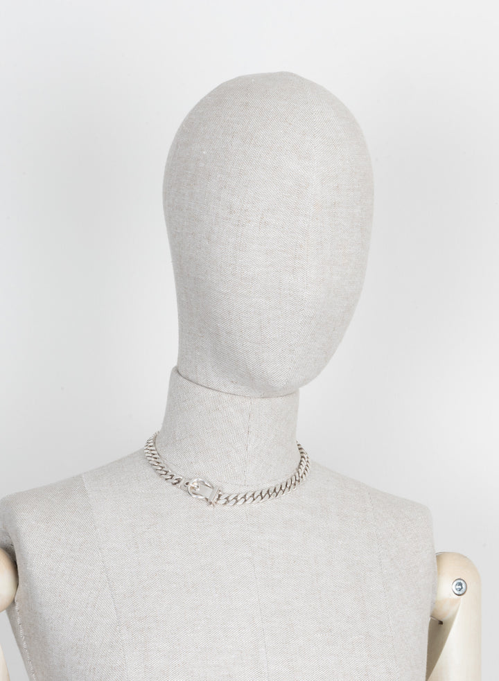 HERMÈS Boucle De Sellier Necklace Silver