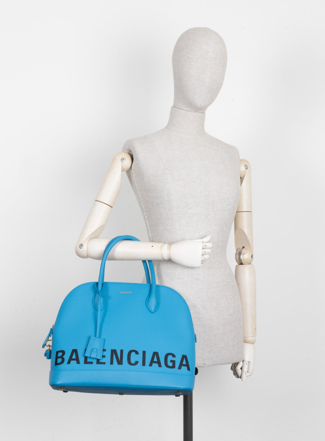 BALENCIAGA Large Ville Bag Leather Blue Black