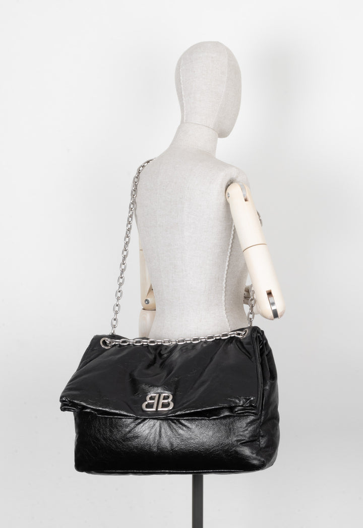 BALENCIAGA Large Monacp Bag Leather Black