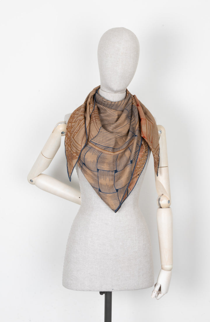 HERMÈS Masan&Masan Triangle Scarf Cashmere Brown