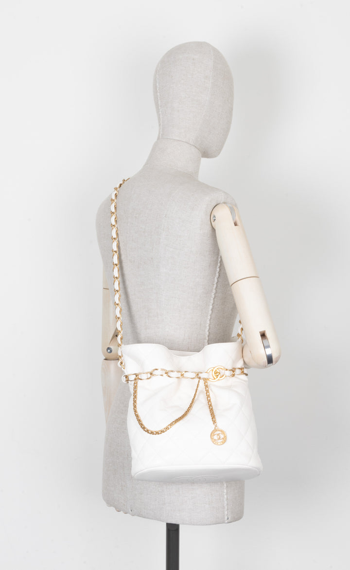 CHANEL Bucket Bag White