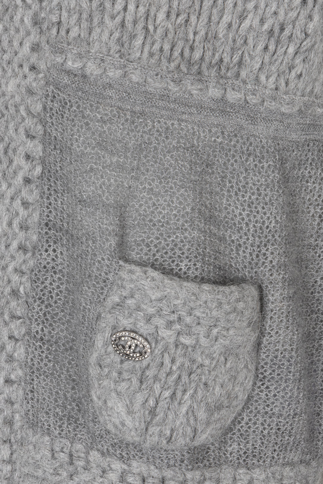 CHANEL 2007 Open Knit Cardigan Grey Alpaca