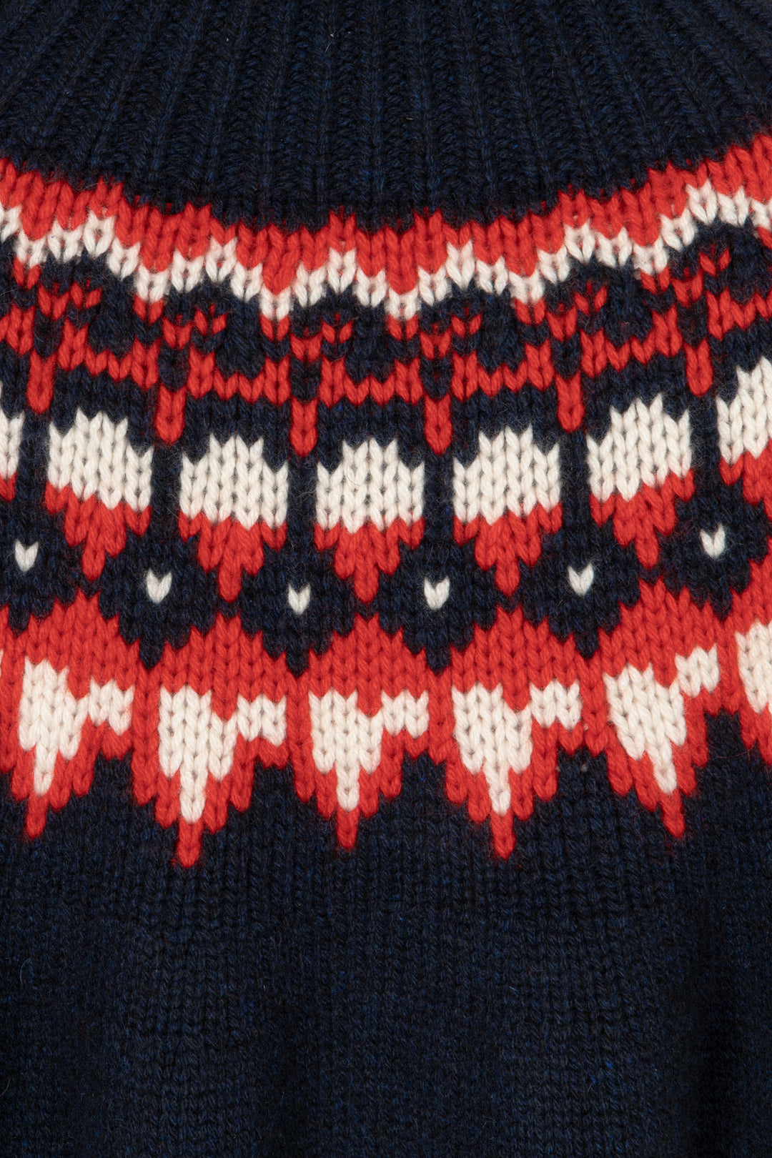 CELINE Fair Isle Cashmere Knit Sweater Navy