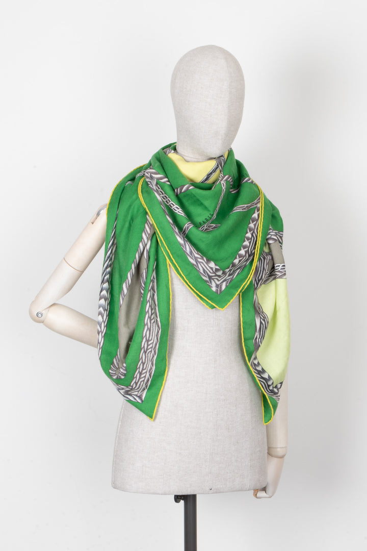 HERMÈS Robe Du Soir 140 Scarf Cashmere Green