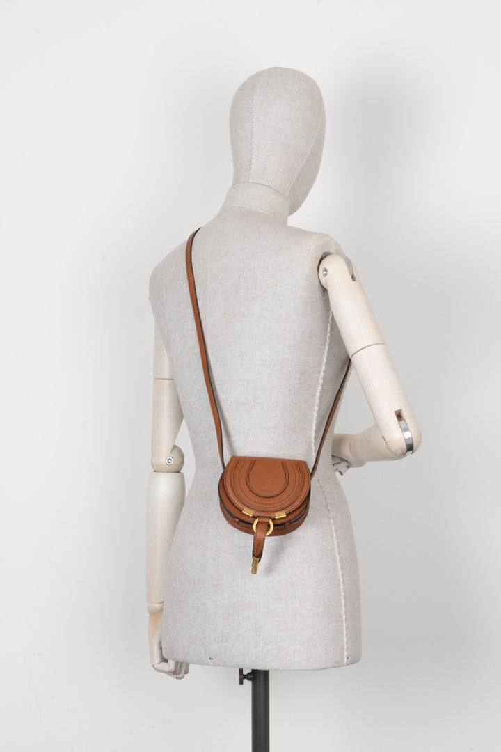 CHLOÉ Nano Marcie Crossbody Bag Leather Tan