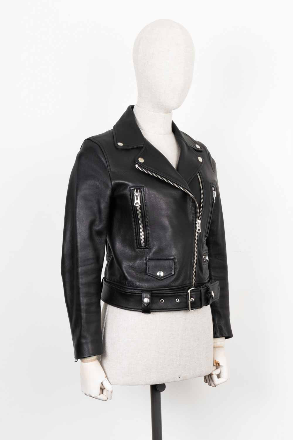 ACNE STUDIOS Veste motard en cuir Noir