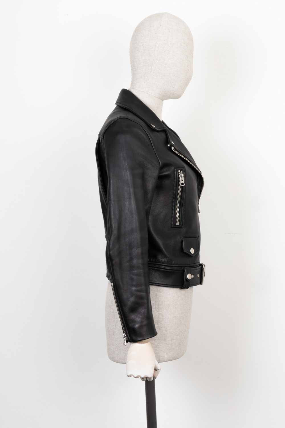 ACNE STUDIOS Veste motard en cuir Noir