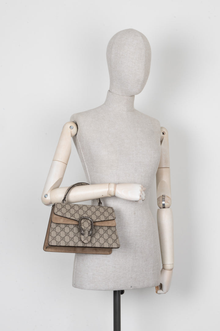 GUCCI Dionysus Top Handle Bag GG Supreme Beige