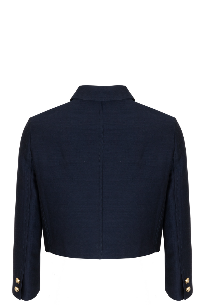 CHRISTIAN DIOR Cropped Jacket Wool Silk Navy