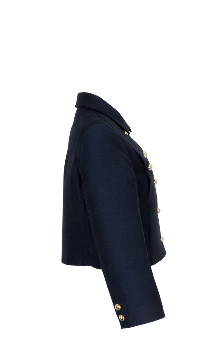 CHRISTIAN DIOR Cropped Jacket Wool Silk Navy