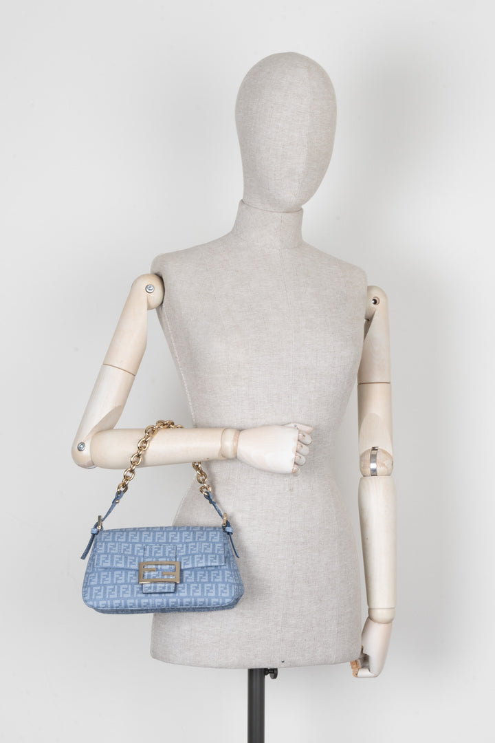 FENDI Baguette Bag Zucca Blue