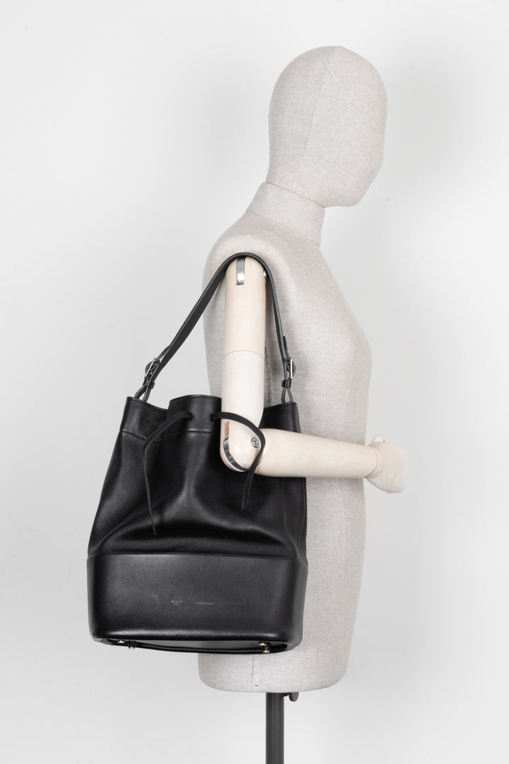 CÉLINE Seau Drawstring Bucket Bag Black