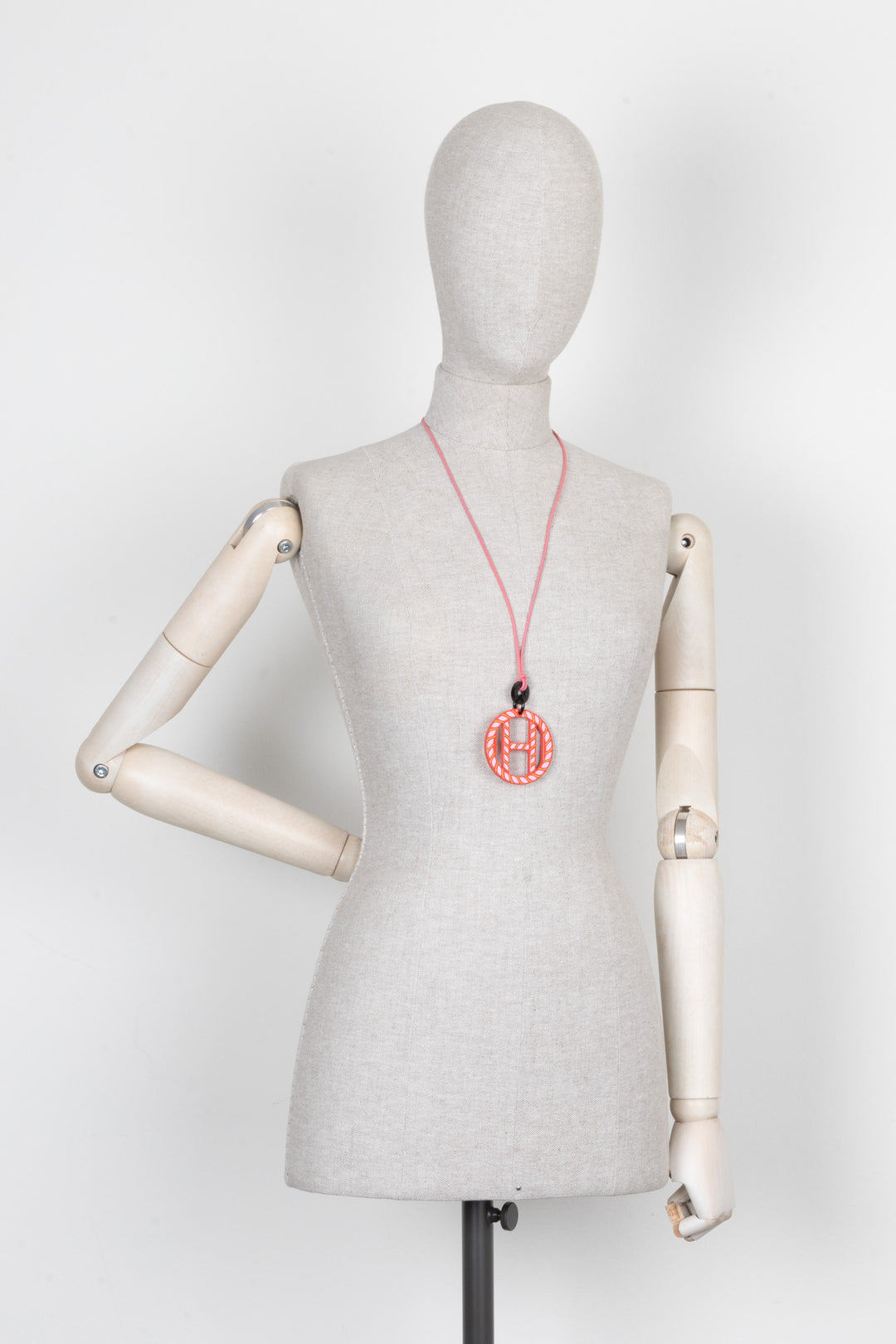 HERMÈS H Equipe Natique Necklace Pink Orange