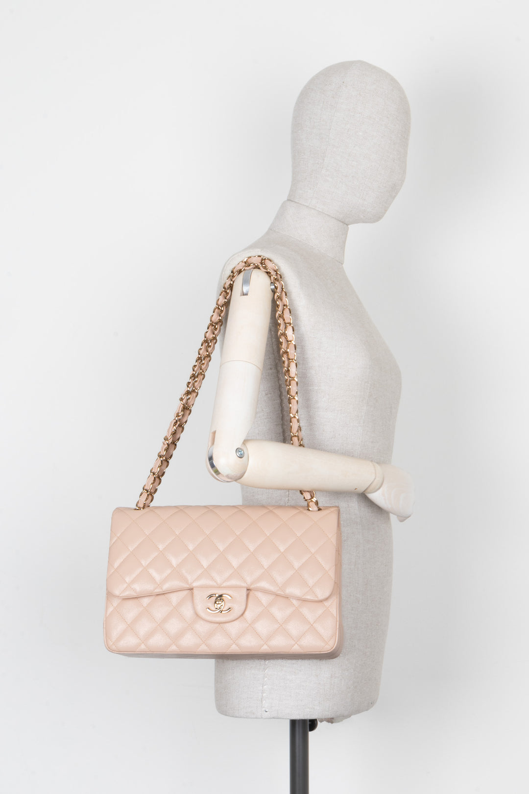 CHANEL Large Double Flap Bag Caviar Rose