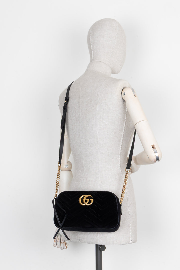 GUCCI Marmont Camera Bag Velvet Black