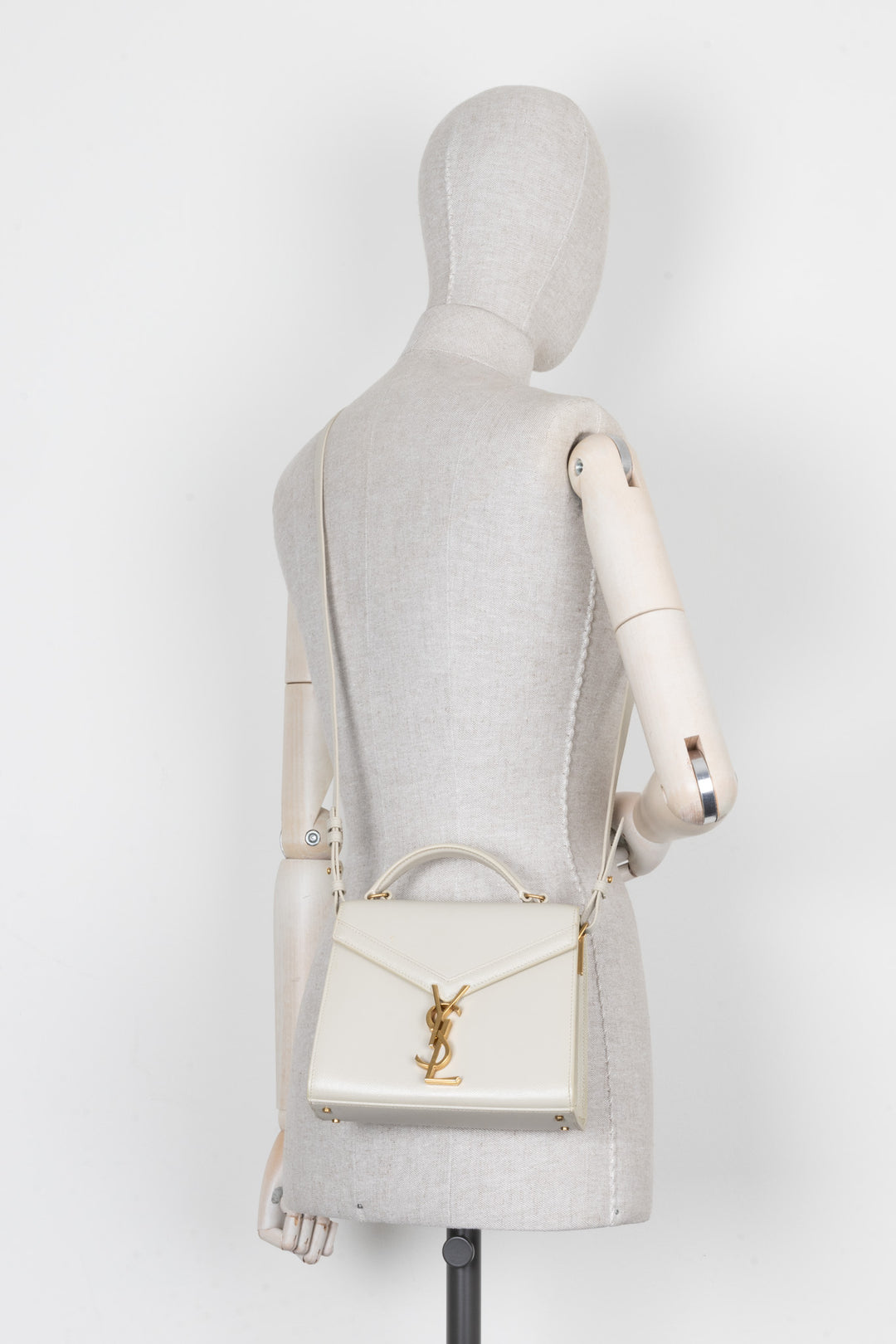 SAINT LAURENT Mini Cassandra Top Handle Bag Ivory