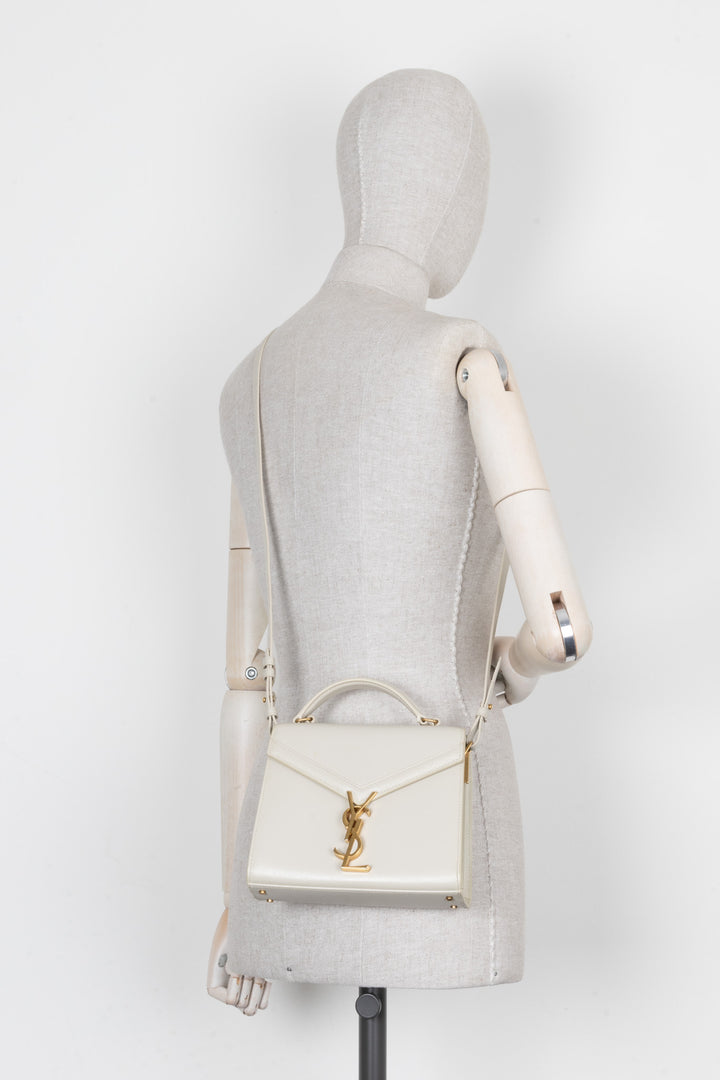 SAINT LAURENT Mini Cassandra Top Handle Bag Ivory