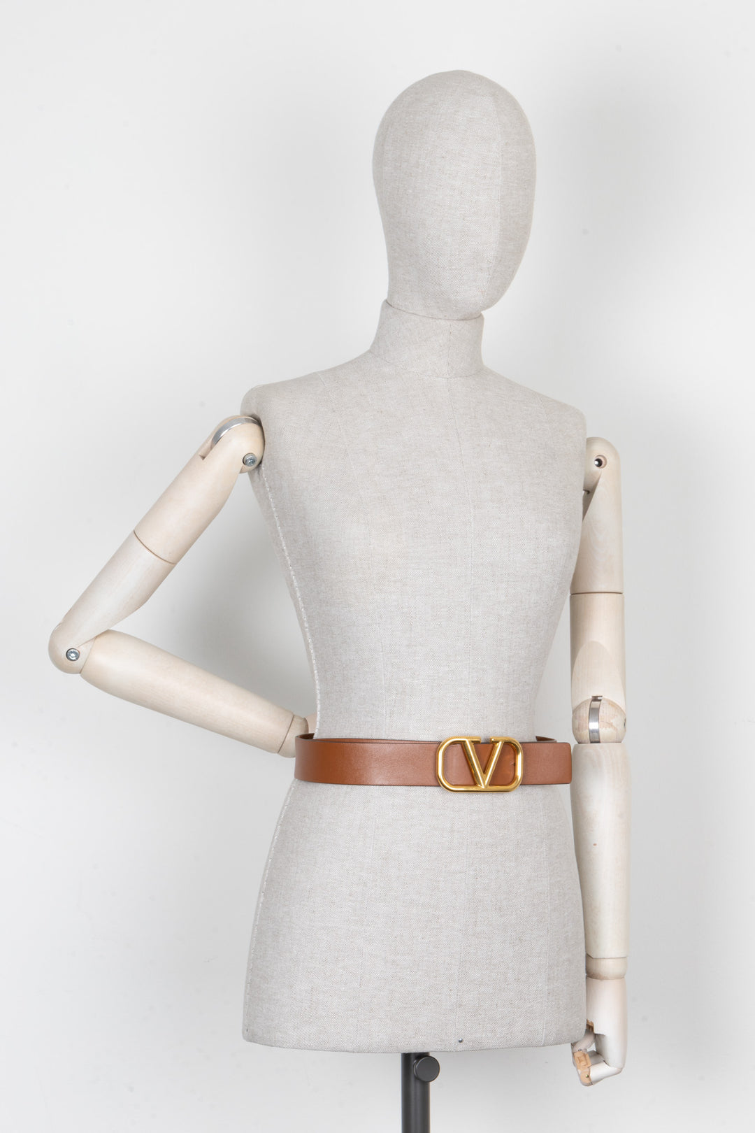 VALENTINO V Logo Belt Suede Brown