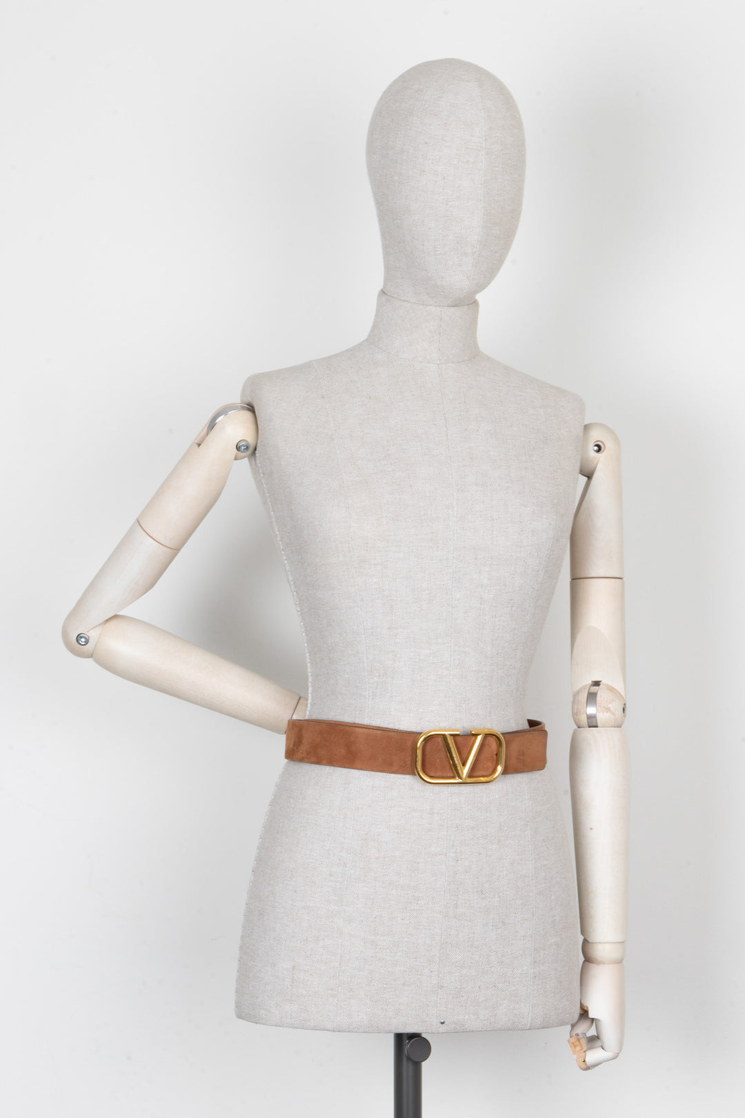 VALENTINO V Logo Belt Suede Brown