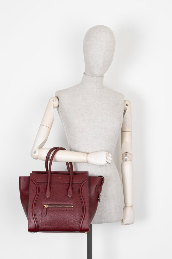 CELINE Micro Luggage Leather Burgundy