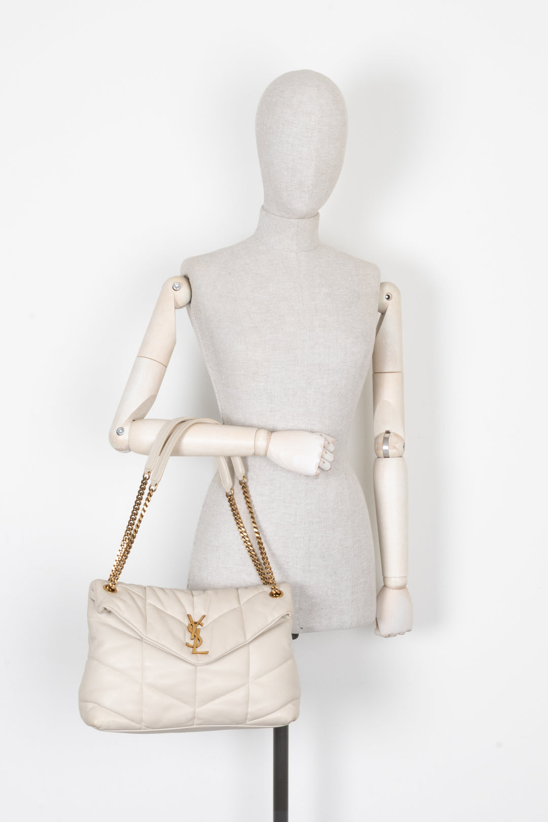 SAINT LAURENT Medium LouLou Puffer Crossbody Bag Ivory