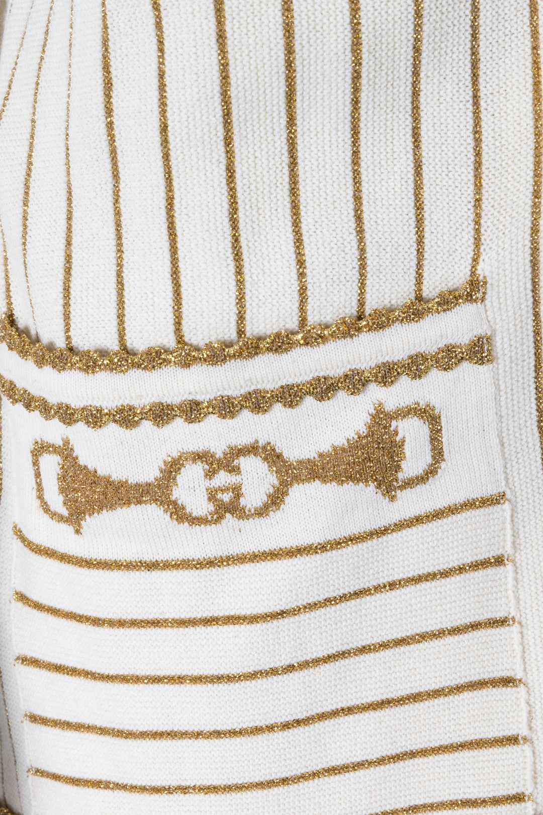 GUCCI Belted Knit Cardigan Wool Ivory Gold