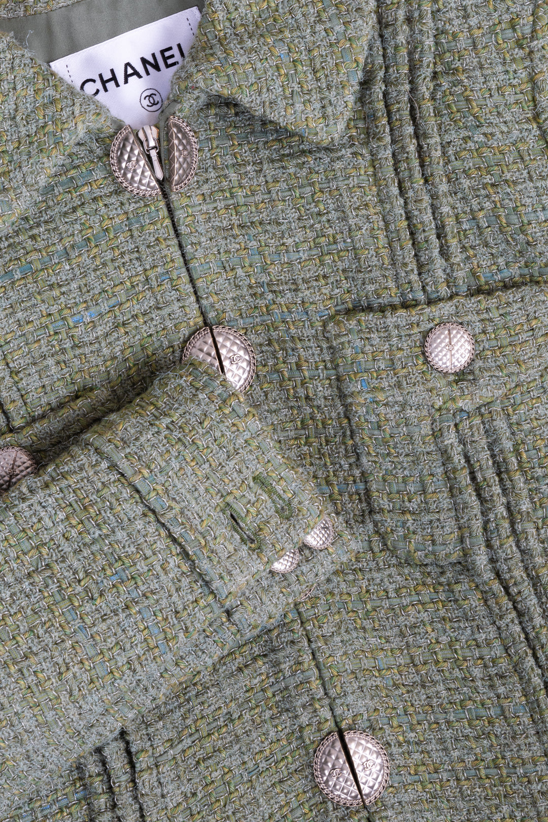 CHANEL Tweed Jacket Green