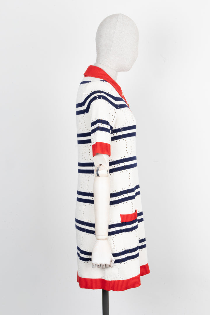 GUCCI Striped Knit Dress Red Blue