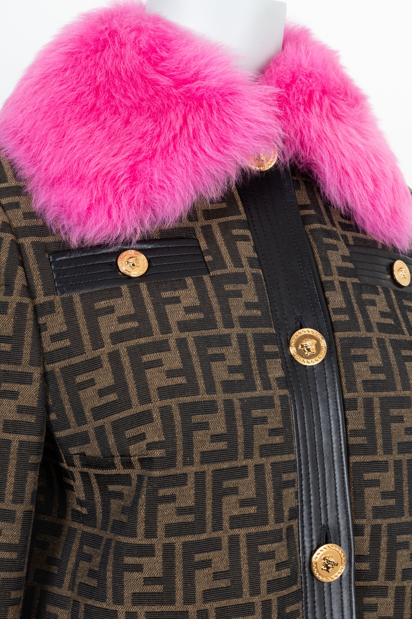 FENDIxVERSACE Fur Collar Jacket Zucca Pink REAWAKE