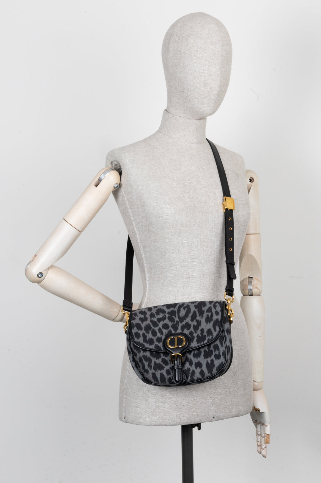 CHRISTIAN DIOR Gray Mizza Embroidery Bobby Bag Medium