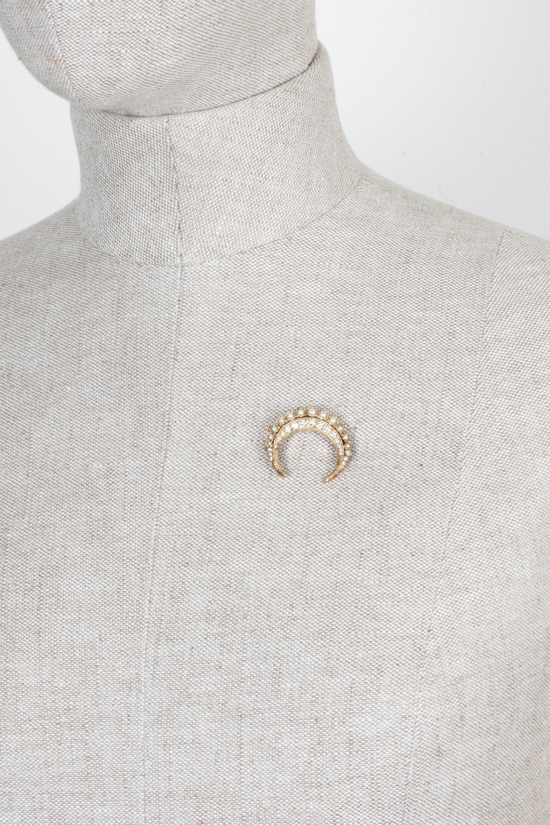 CHANEL Crescent Moon Crystal Brooch