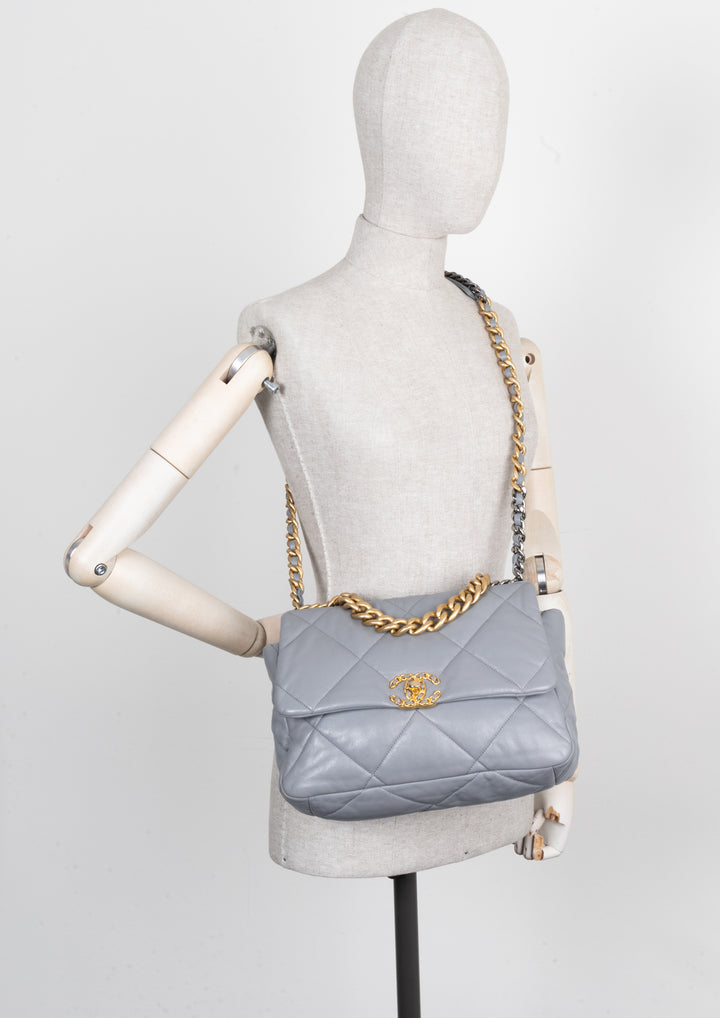 CHANEL 19 Grand sac bandoulière Gris