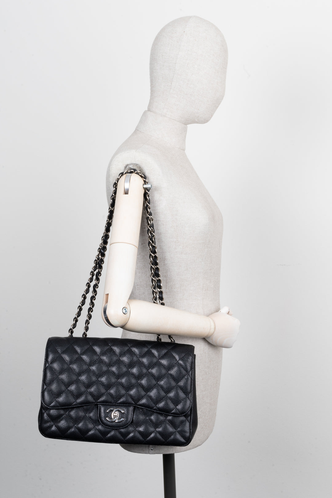 CHANEL Large Single Flap Bag Caviar Black