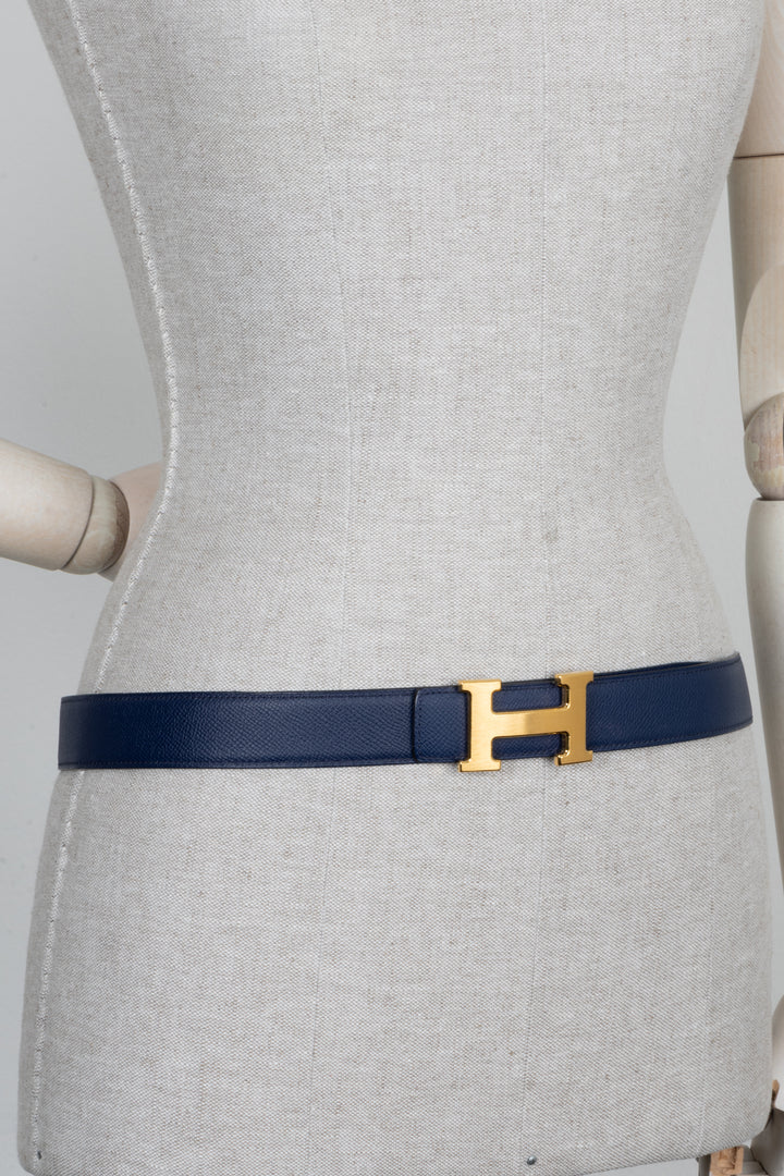 HERMÈS Constance H 32 Ceinture Bleu Noir Epsom