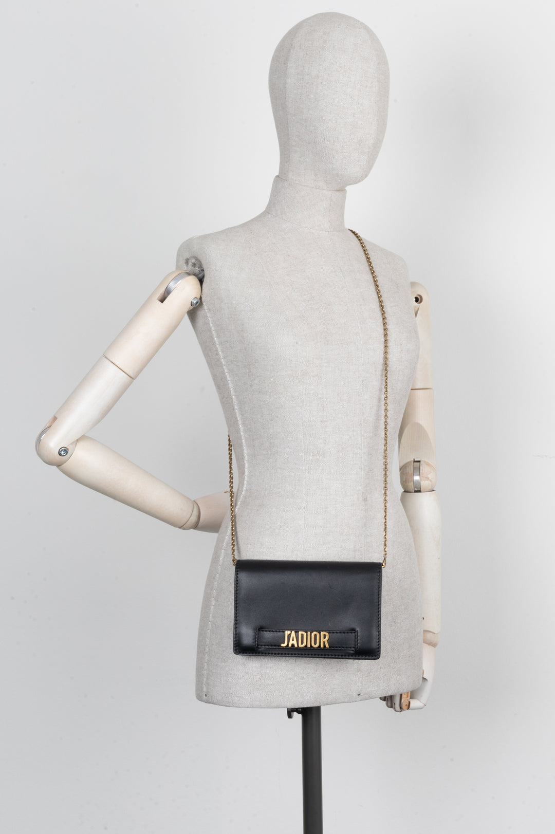 CHRISTIAN DIOR J`aDior Crossbody Bag Leather Black Gold