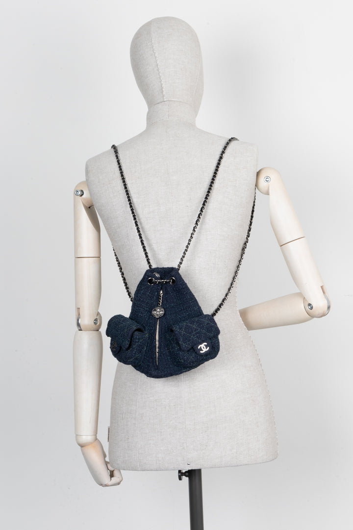 CHANEL Backpack is Back Tweed Navy