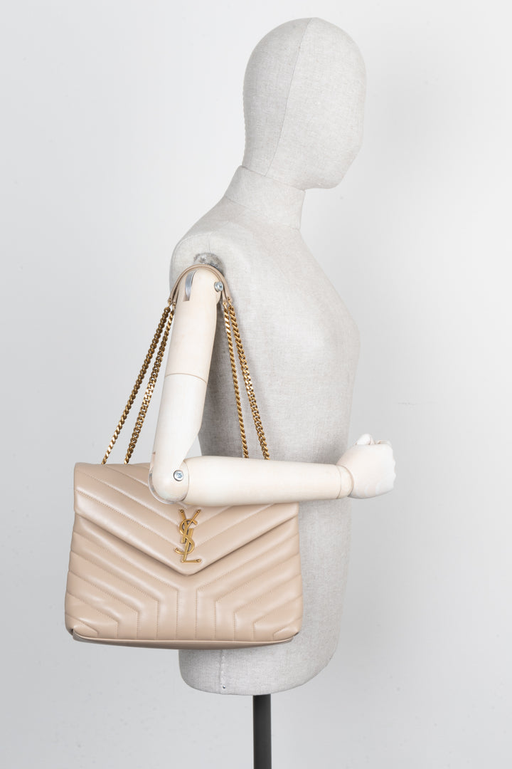 SAINT LAURENT Sac LouLou Moyen Cuir Beige