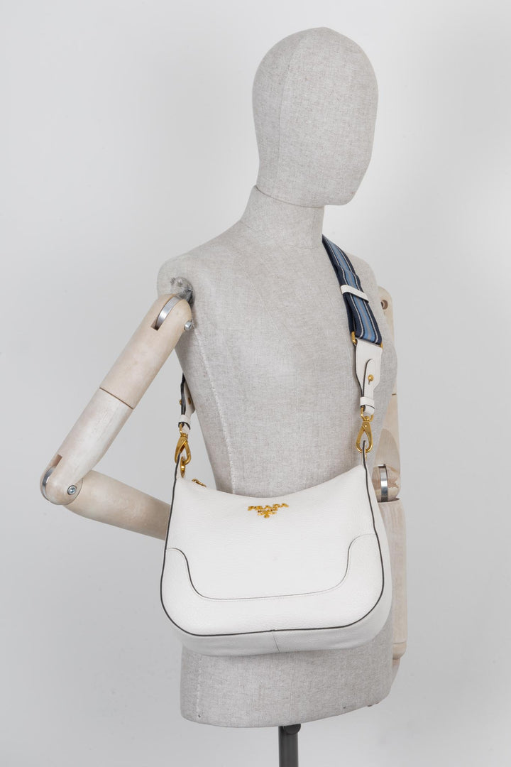 PRADA Sac bandoulière en cuir blanc