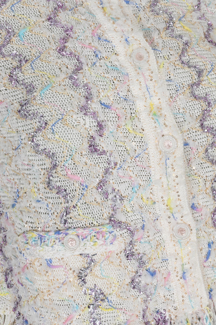 CHANEL Knit Cardigan Ivory Multicolor