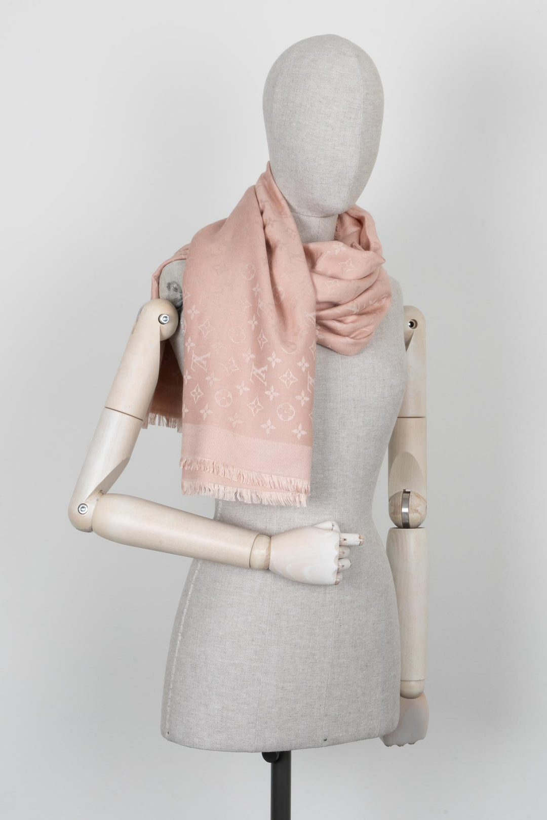 LOUIS VUITTON Scarf Silk Wool MNG Pink