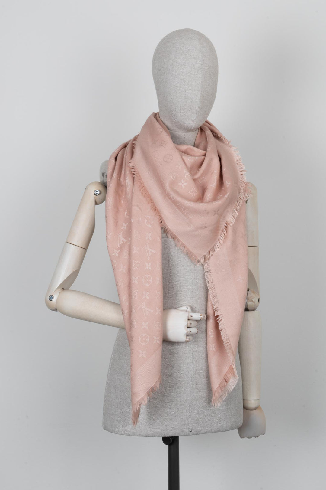 LOUIS VUITTON Scarf Silk Wool MNG Pink