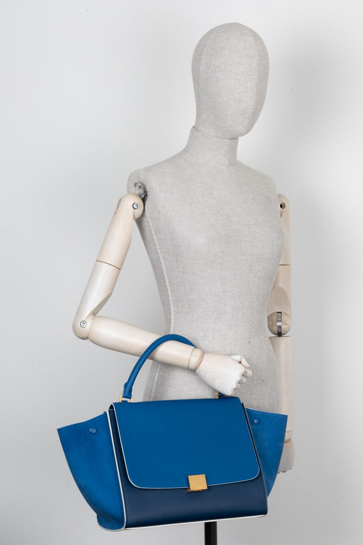 CÉLINE Bicolor Trapeze Bag Medium Blue