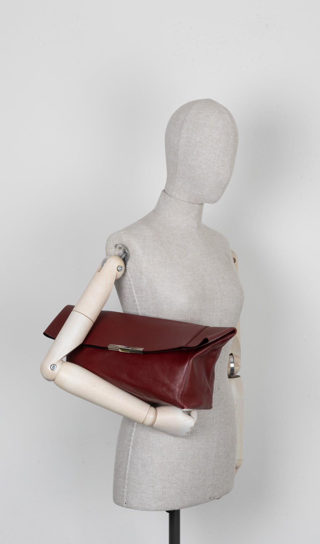 CÉLINE Cabas Fold Over Clutch Burgundy