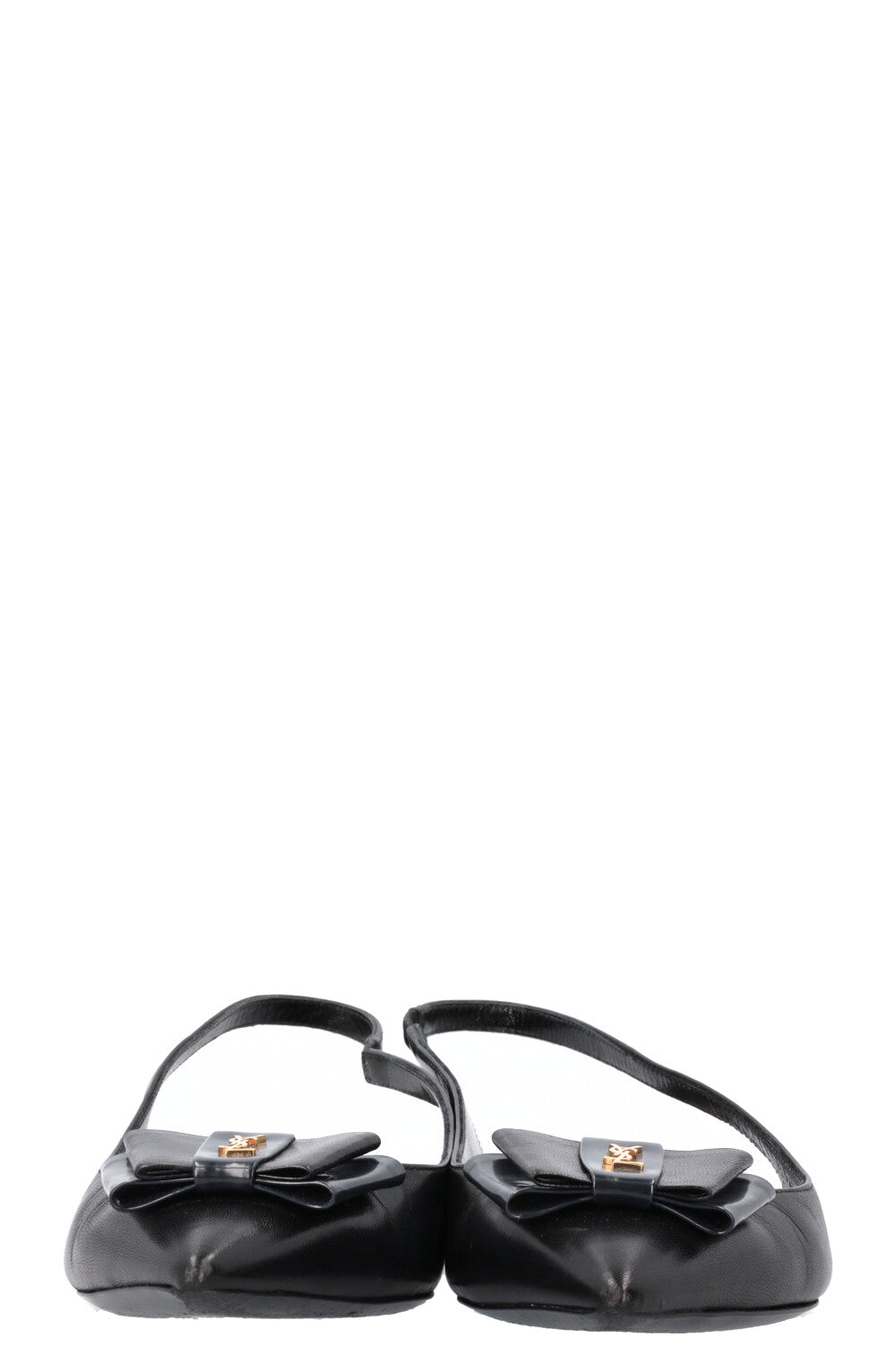 SAINT LAURENT Ballerines Anaïs Bow Cuir Noir