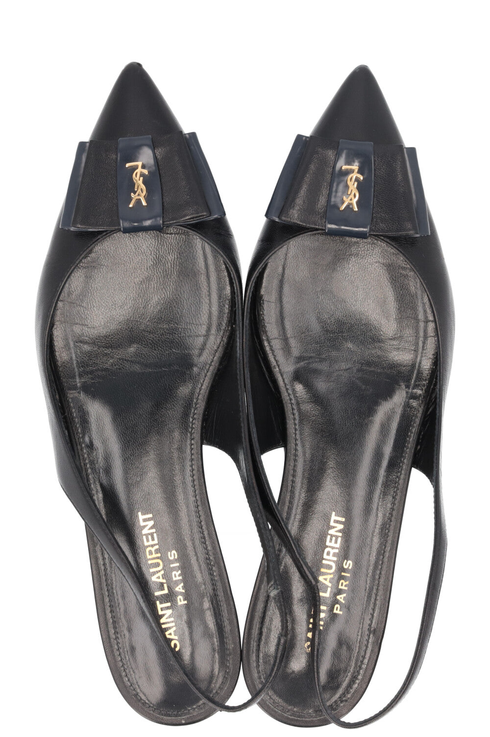 SAINT LAURENT Anaïs Bow Flats Leather Black