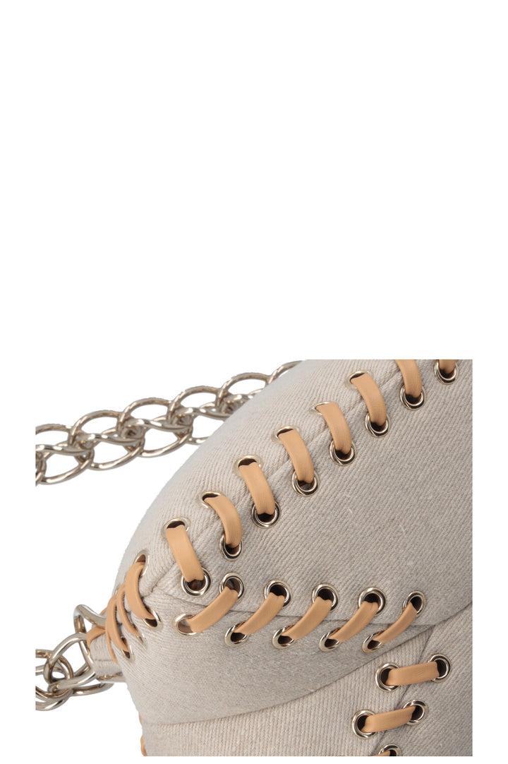 CHLOÉ Juana Shoulder Bag Canvas Grey Beige