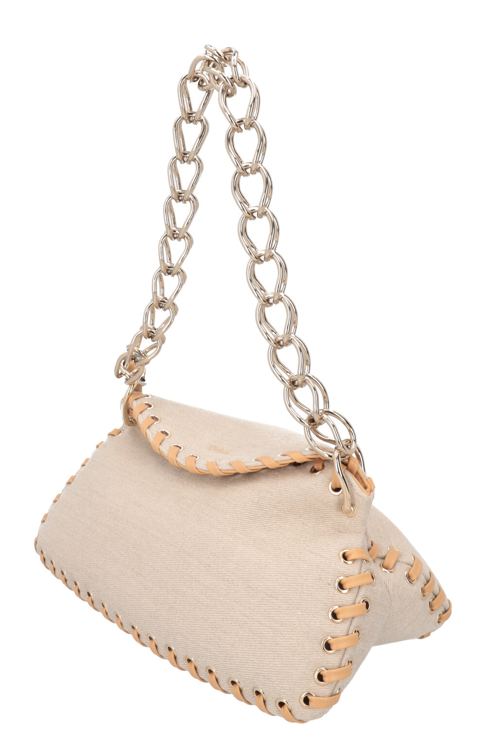 CHLOÉ Juana Shoulder Bag Canvas Grey Beige