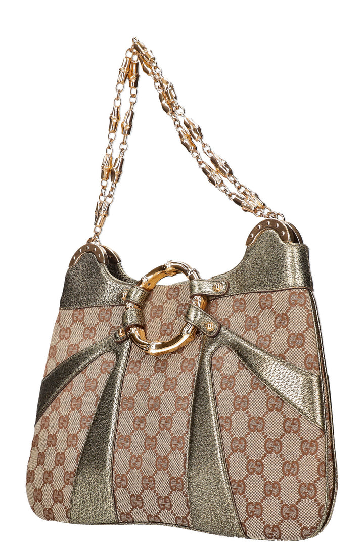 GUCCI Bamboo Chain Shoulder Bag  GG Canvas