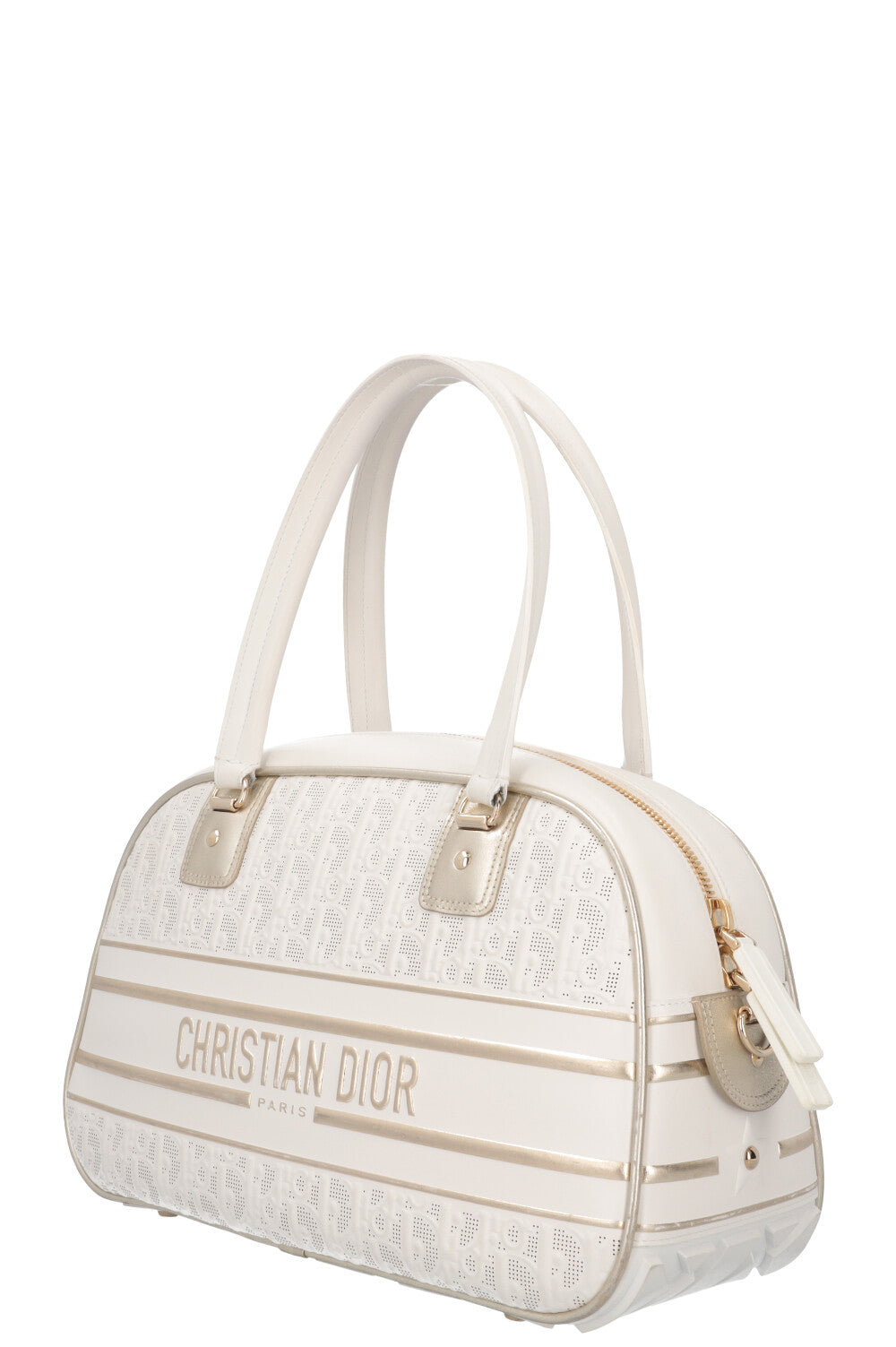 CHRISTIAN DIOR Vibe Zip Bowling Bag White