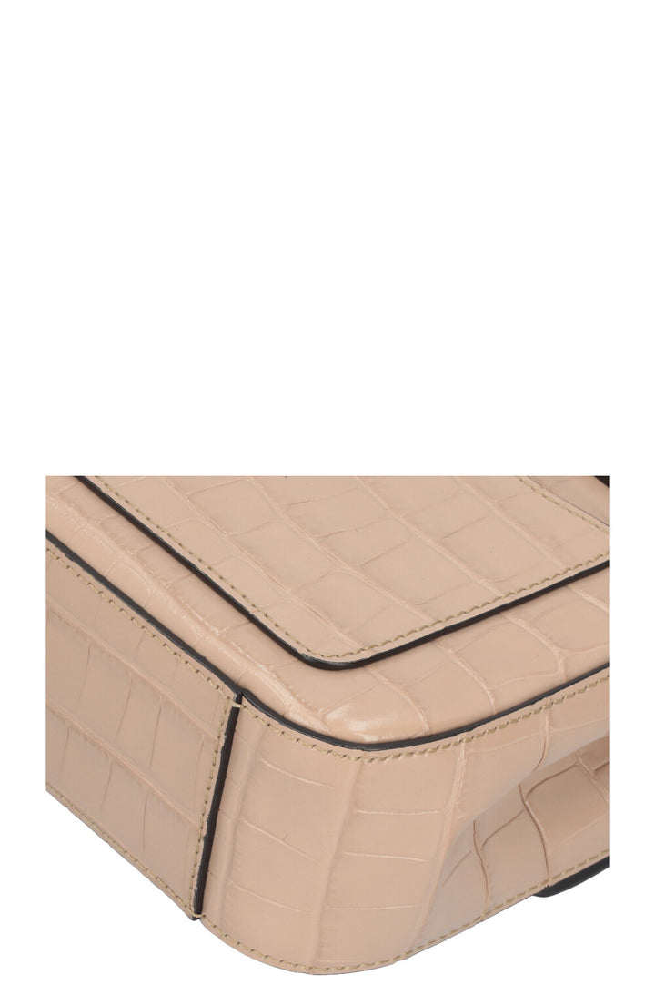 CHLOÉ Sac bandoulière à logo embossé croco C Nude